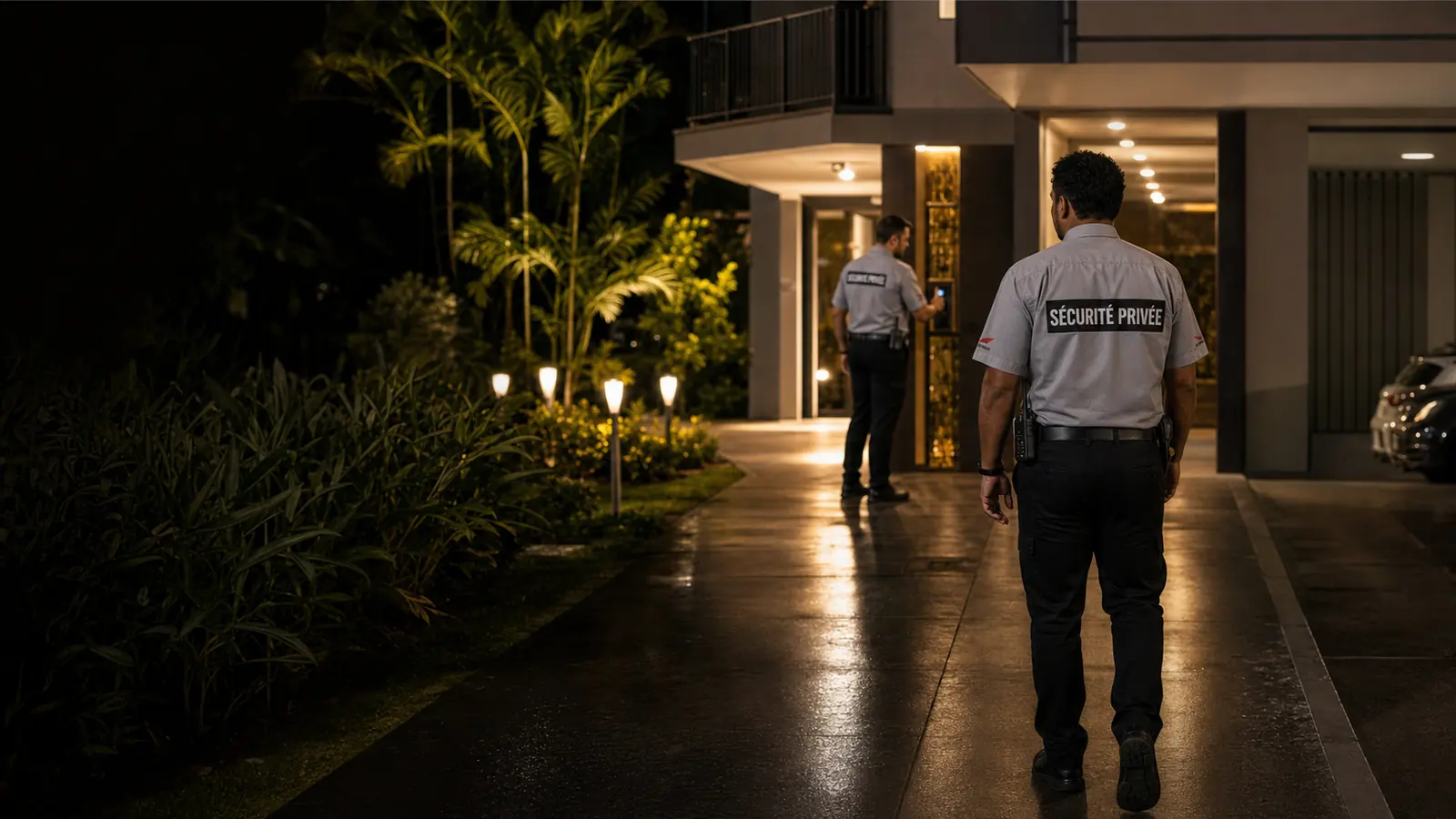 Agents ASRUN en ronde de nuit dans une résidence à La Réunion