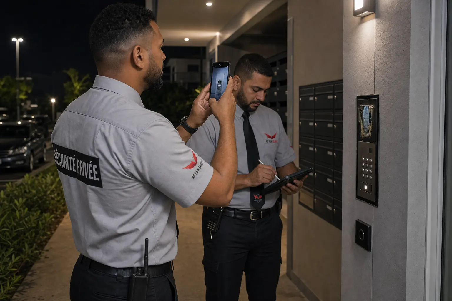 Agents ASRUN réalisant un signalement technique après une ronde