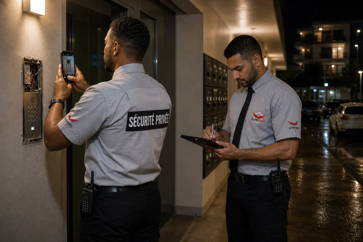 Agents ASRUN réalisant un reporting après passage