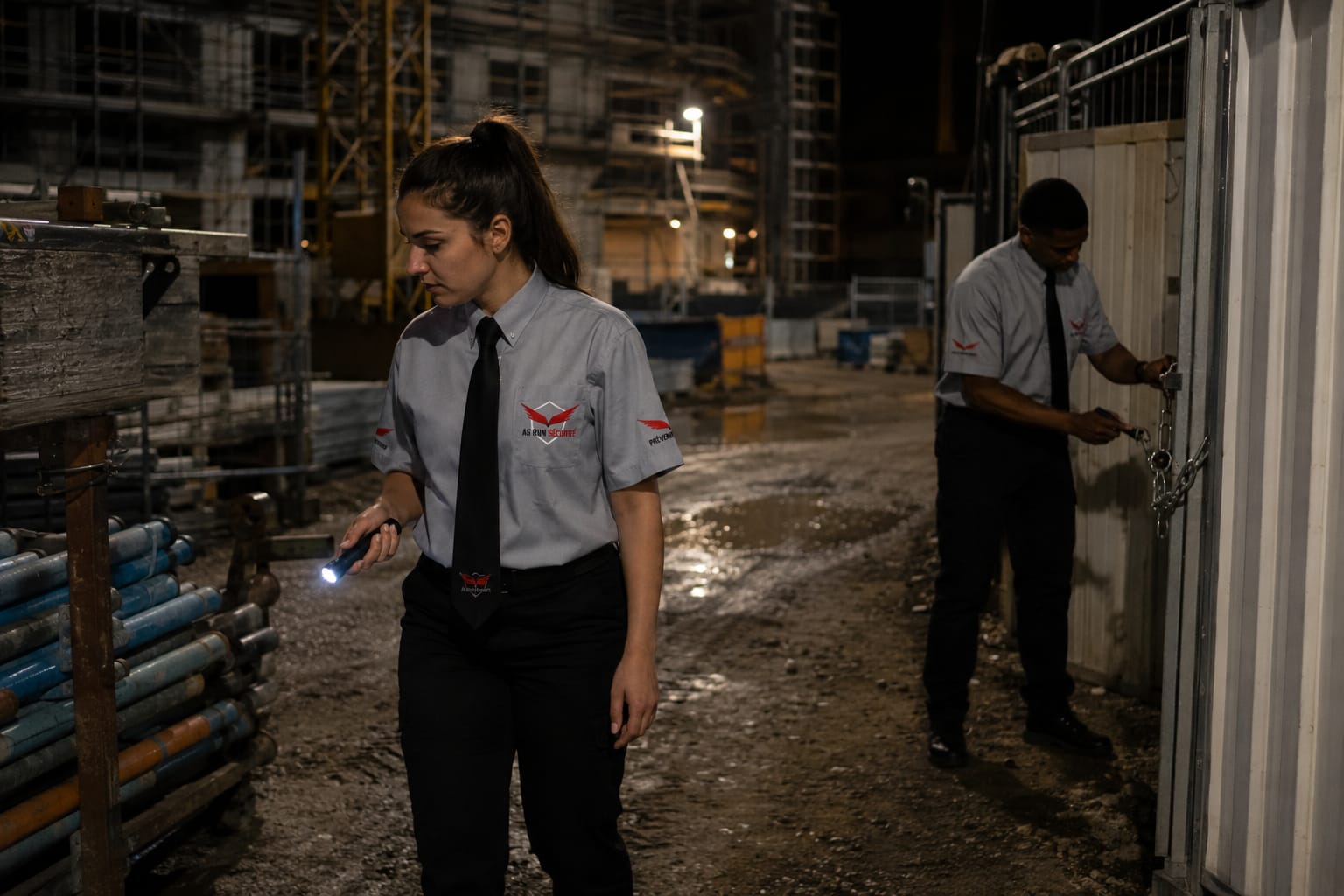 Agents ASRUN surveillant un chantier hors horaires d’activité